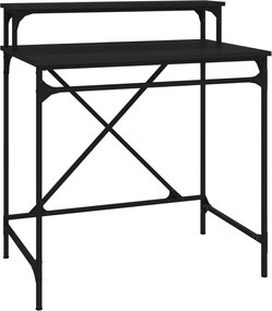 vidaXL Birou, negru, 80x50x90 cm, lemn prelucrat și fier
