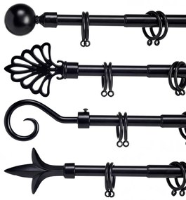 Galerie de metal neagra VALANCE GLOBE 170-320 cm