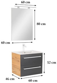 Mobilier complet de baie Vario Clam 60 stejar-antracit
