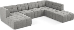 Colțar gri cu tapițerie din țesătură bouclé (în formă de "U") Aloha – Makamii
