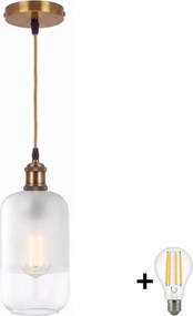 BRILAGI - LED Lustră pe cablu RETRO GLASS 1xE27/60W/230V Ø 14 cm aurie/albă