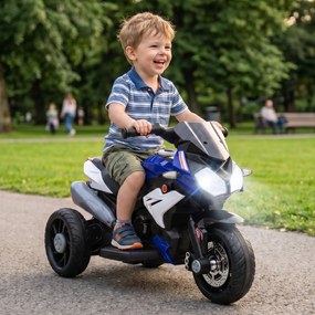HOMCOM Motocicletă Electrică pentru Copii 3-5 Ani, Max. 25kg, cu Baterie 6V, Albastru | Aosom Romania