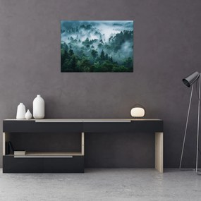 Tablou pe sticlă - Pădure în Ceață (70x50 cm)