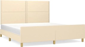 vidaXL Cadru de pat fără saltea, crem, 180x200 cm, textil