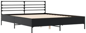 3280052 vidaXL Cadru de pat, negru, 160x200 cm, lemn prelucrat și metal