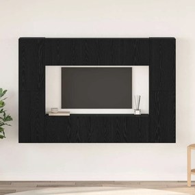 vidaXL Set comodă TV cu raft 8 pcs Stejar negru 181 x 30 x 120 cm