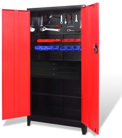 vidaXL Dulap scule cu ladă pentru scule, 90x40x180 cm roșu/negru, oțel
