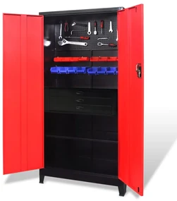 vidaXL Dulap scule cu ladă pentru scule, 90x40x180 cm roșu/negru, oțel