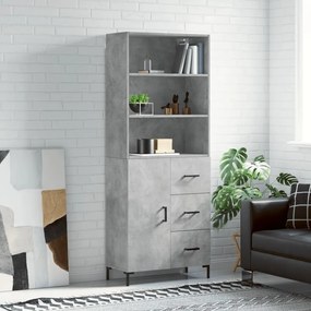 vidaXL Dulap înalt, gri beton, 69,5x34x180, lemn compozit
