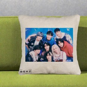 Perna Personalizata K-Pop Grup Foto Stele, 40x40 cm, Bej Canapea, Husa Detasabila, Perna Inclusa, BEKZ®