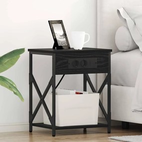 vidaXL Dulap de noapte cu sertar 2 pcs Stejar negru 41 x 31 x 51 cm