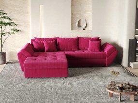 Colțar extensibil dumonde cu ladă de depozitare si sezut confortabil din spuma high-density, Loana Zoom Red 270x185 cm