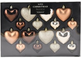 Set de ornamente de Crăciun Heart cupru / auriu ,16 buc