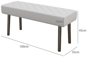 HOMCOM Bancă pentru Pat din Piele Ecologică, Bancă Capitonată cu Picioare din Oțel, 100x35x45 cm, Gri | Aosom Romania