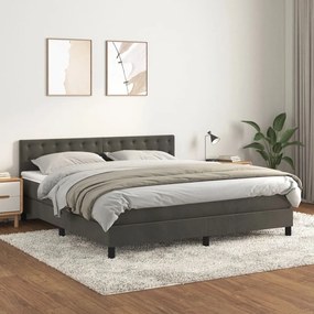 3141552 vidaXL Pat box spring cu saltea, gri închis, 160x200 cm, catifea