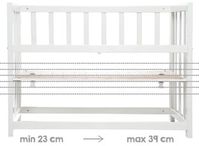 Pătuț leagăn alb cu spațiu de depozitare și baldachin 90x45 cm Indibär – Roba