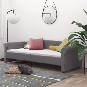 337214 vidaXL Pat de zi, gri deschis, 90x200 cm, textil, USB