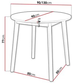 Masă sufragerie extensibilă 90 cm Kertare S 90 (Stejar craft auriu + Negru) (pentru 2-4 persoane). 1105355