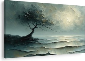 Tablou - pictură în ulei de un copac cu oceanul (90x60 cm)