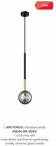 Pendul, Lustra suspendata moderna Arcturus negru/ auriu