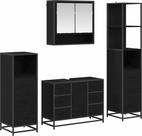 vidaXL Set de mobilier pentru baie 4 pcs Stejar Negru Lemn compozit
