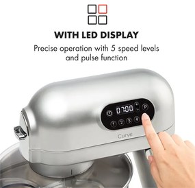 Curve Plus, robot de bucătărie, 5 l, mașină de tocat carne 4 în 1, argintiu, 1000 W