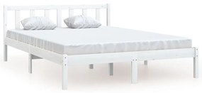 810053 vidaXL Cadru de pat mic dublu, alb, 120x190 cm, lemn masiv de pin