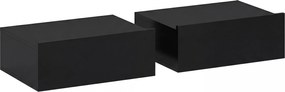 HOMCOM Set de 2 Noptiere Suspendate cu Sertar, 40x30x15 cm, Negru | Aosom Romania