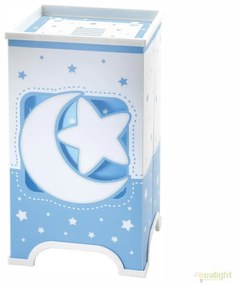 Veioza camera copii cu detalii ce stralucesc in intuneric, Moon Light albastru 63230T DB