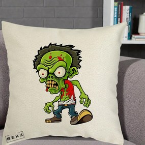Perna Decorativa Zombie Halloween, 40x40 cm, Ecru, Husa Detasabila, Perna Inclusa, BEKZ®
