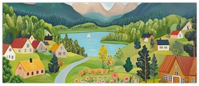 Tablou - Sat în Munți (120x50 cm)