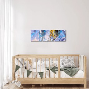 Tablou - Caii alergând, pictură în ulei (cu ceas) (90x30 cm)