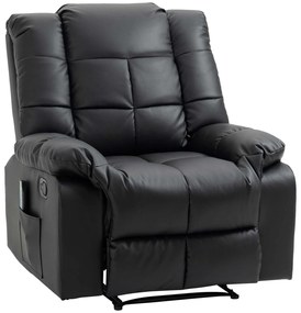 HOMCOM Scaun de Masaj Relaxant, Scaun de Relaxare, 8 Puncte de Vibrații, Funcție de Așezare, Piele Ecologică, negru, 94x99x99cm | Aosom Romania