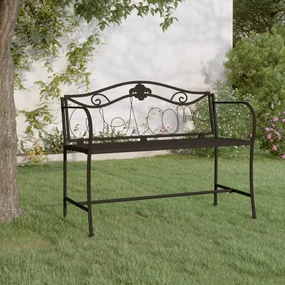 318831 vidaXL Bancă de grădină cu 2 locuri, negru, 104 cm, oțel