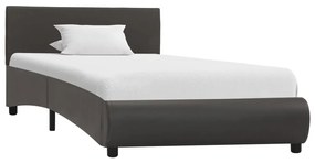 285492 vidaXL Cadru de pat cu LED, gri, 90 x 200 cm, piele ecologică