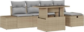 vidaXL Set de canapele pentru grădină 6 pcs Bej Rattan poli