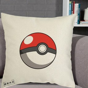 Perna Personalizata Pokeball Rosie, 40x40 cm, Ecru, Husa Detasabila, Perna Inclusa, BEKZ®