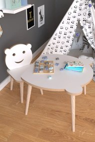 Resigilat:Set masa+ 1 scaun pentru copii Panda Homs,Alb