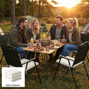 Outsunny Set de Perne pentru Scaune de Dining 46x42x7 cm 6 Bucăți cu Husă Lavabilă și Șnururi, Impermeabile și Anti-UV Crem | Aosom Romania