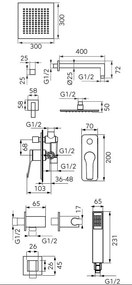 Sistem dus incastrat FDesign Seppia cu 2 functii, negru - FDSFD1-SPA-7PSET-22