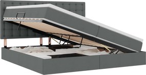 vidaXL Pat cu saltea și spațiu de depozitare Gri închis 200 x 200 cm
