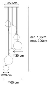 Suspensie art deco bronz cu sticla chihlimbar rotunda 7 lumini - Sandra