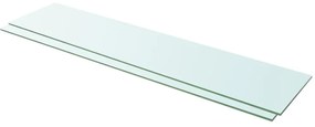3051590 vidaXL Rafturi, 2 buc., 110 x 25 cm, panouri sticlă transparentă