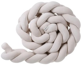 Bara de protectie impletita din catifea pentru patut BUMPER BEIGE 240 cm bej