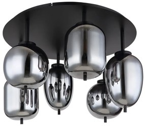 Plafoniera cu 6 surse de iluminat design modern Blacky negru mat
