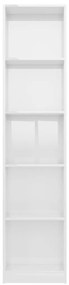 Biblioteca cu 5 rafturi, alb extralucios, 40x24x175 cm, PAL