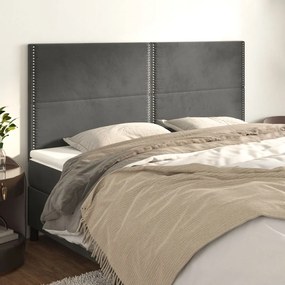 vidaXL Tăblii de pat, 4 buc, gri închis, 100x5x78/88 cm, catifea