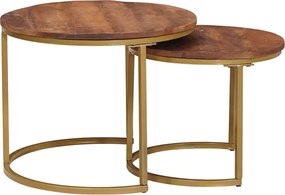 vidaXL Mese de Cafea Nesting 2 pcs Lemn masiv de mango și oțel