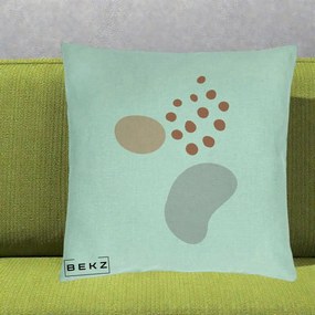 Perna Decorativa Abstract Forme Organice Pastel, 40x40 cm, Verde Menta, Husa Detasabila, Perna Inclusa, BEKZ®