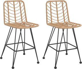 vidaXL Taburete de bar, 2 buc., 45x56x103,5 cm, ratan PE și oțel